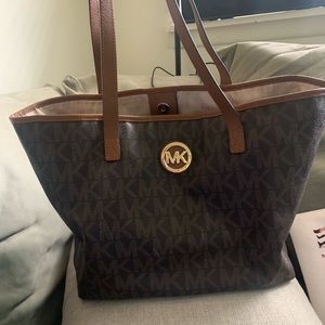MICHAEL KORS MONOGRAM TOTE BROWN CANVAS